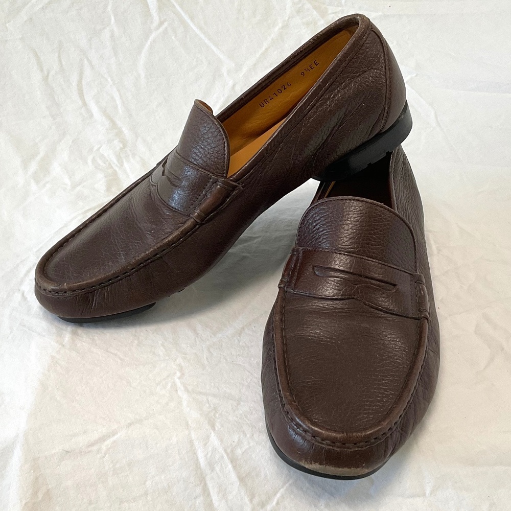 Salvatore Ferragamo Men's Brown Leather Loafers in Size 9.5 EE WIDE